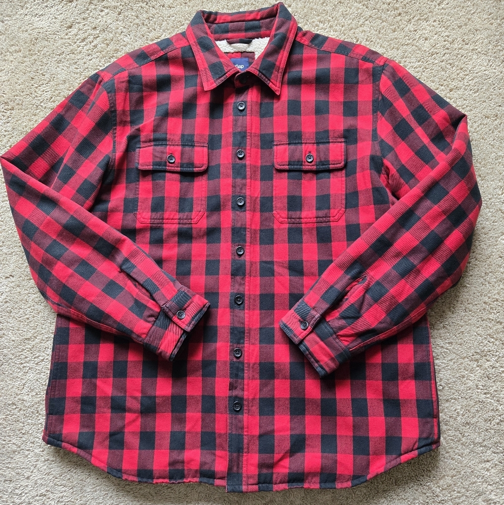 Gap Sherpa Lined Flannel Mens XXL Lumberjack Buffalo Plaid